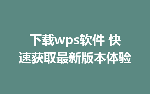 下载wps软件 快速获取最新版本体验