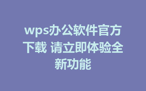 wps办公软件官方下载 请立即体验全新功能